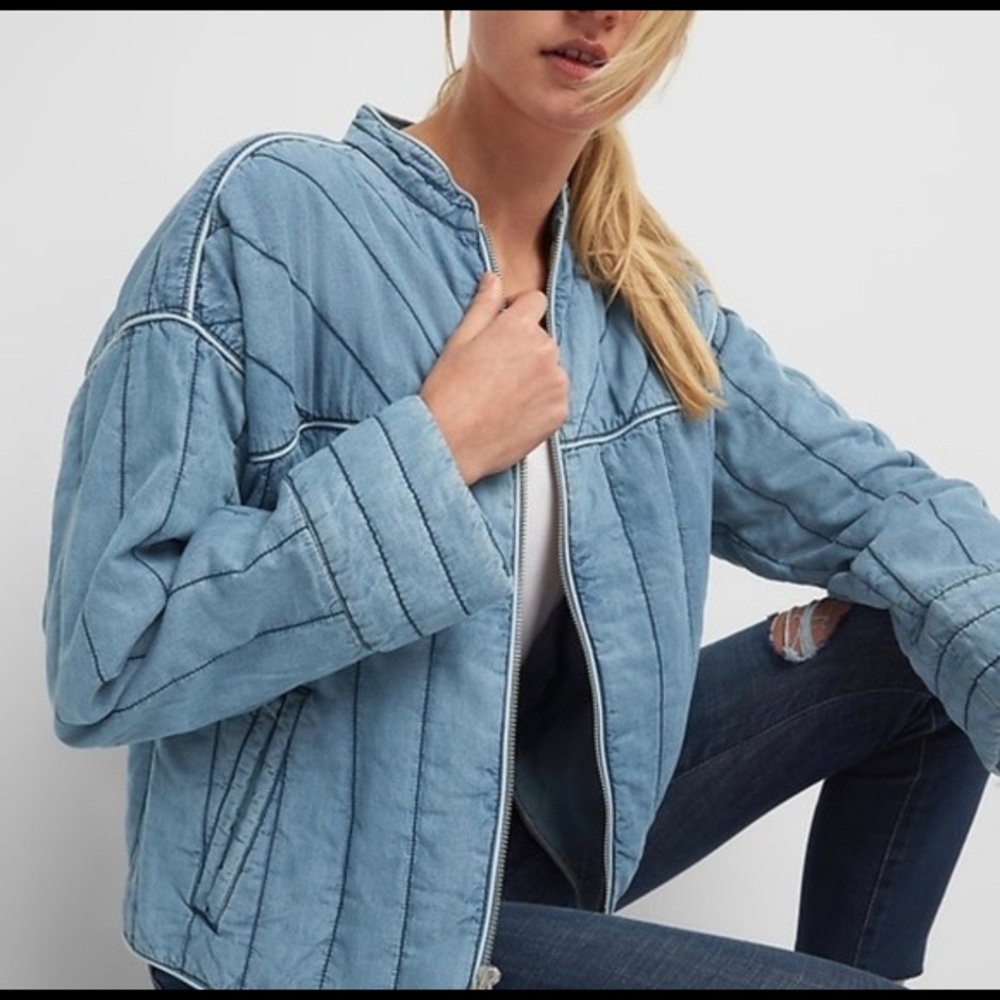 GAP quilted denim bomber jacket